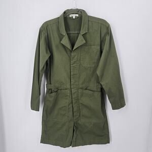 Alex Mill Olive Green Utility Romper Shorts Long Sleeve Cotton Stretch Pockets S
